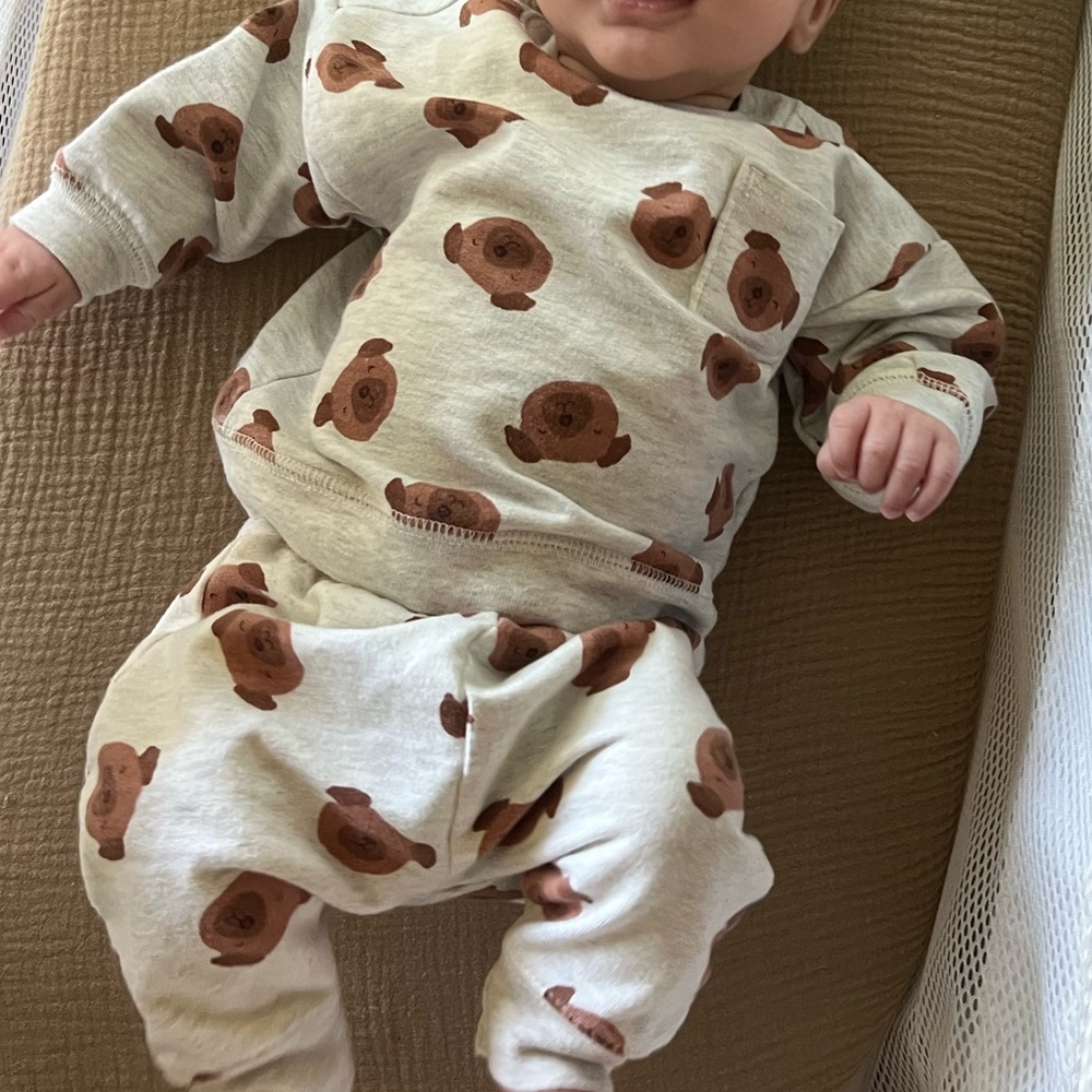 Adorable Bear Print Baby Outfit